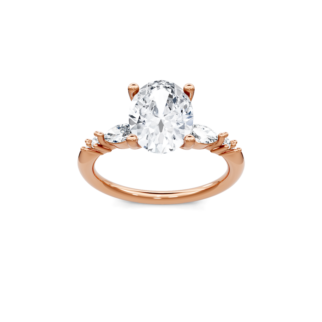 Marquise and Round Accent Semi Mount