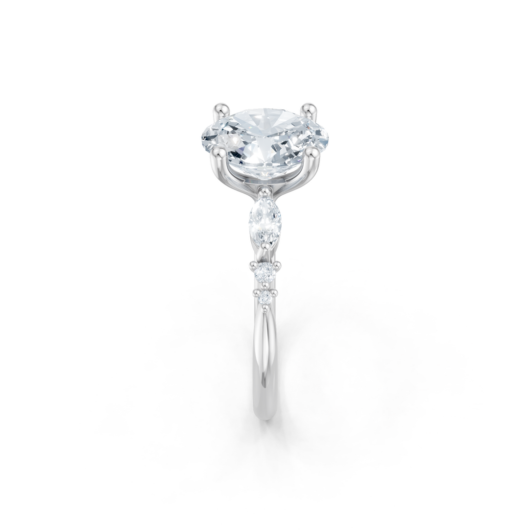 Marquise and Round Accent Semi Mount