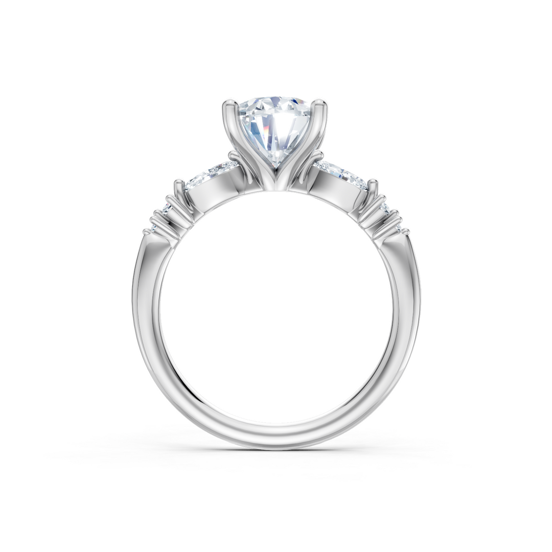 Marquise and Round Accent Semi Mount