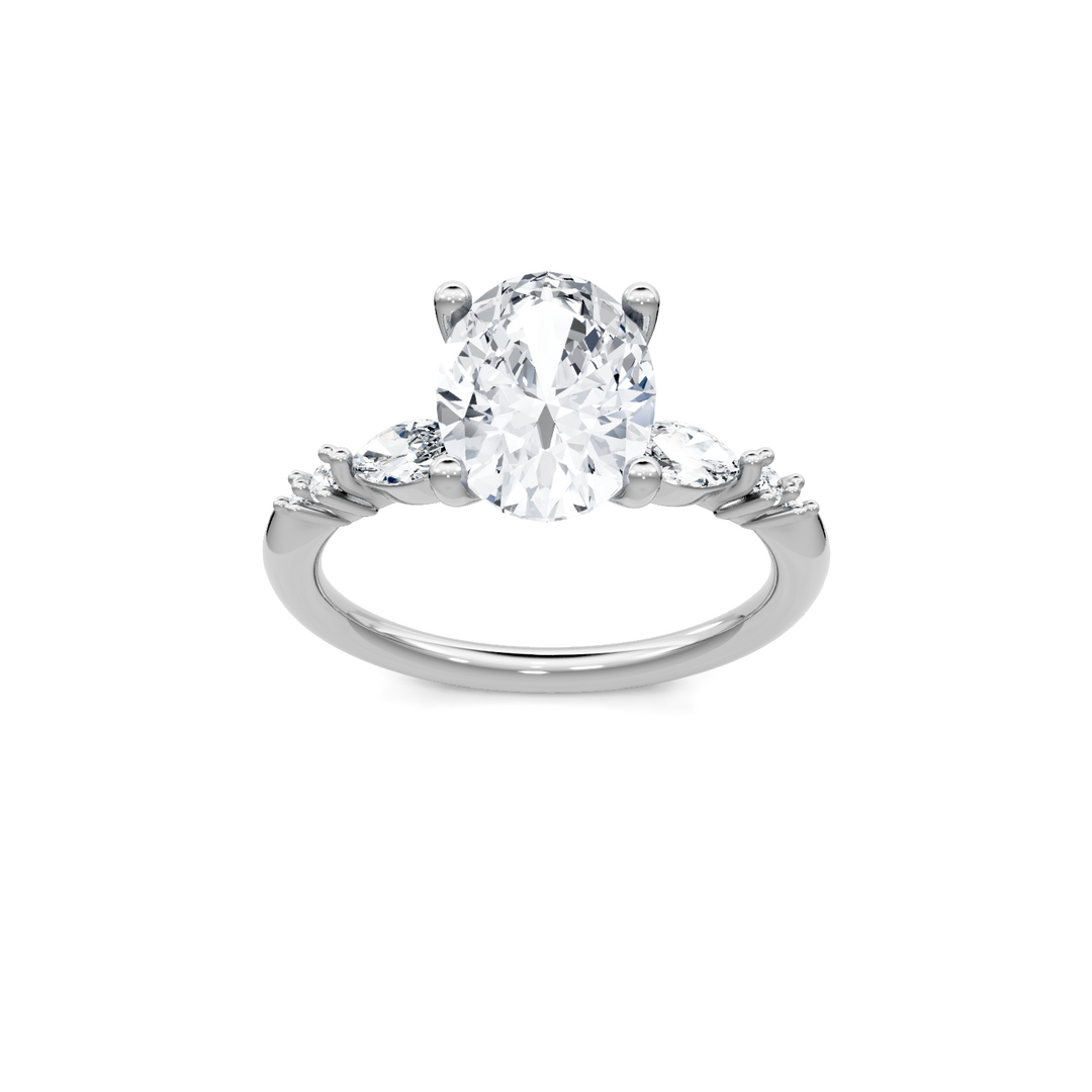 Marquise and Round Accent Semi Mount