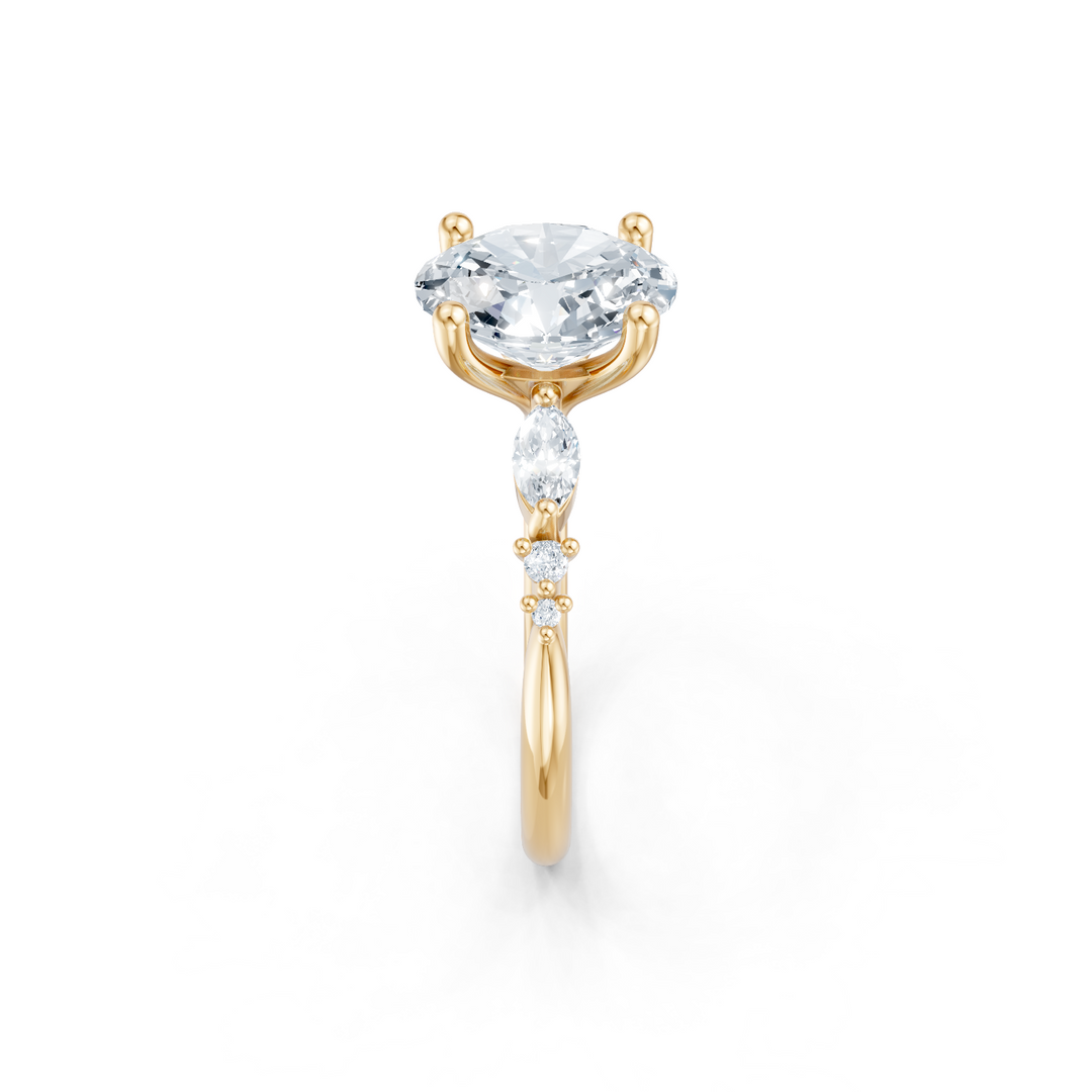 Marquise and Round Accent Semi Mount