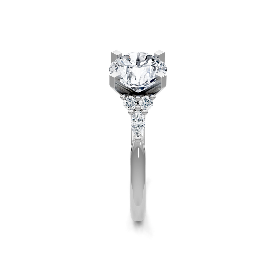 Round and Marquise 3 Stone Plus Solitaire Semi Mount