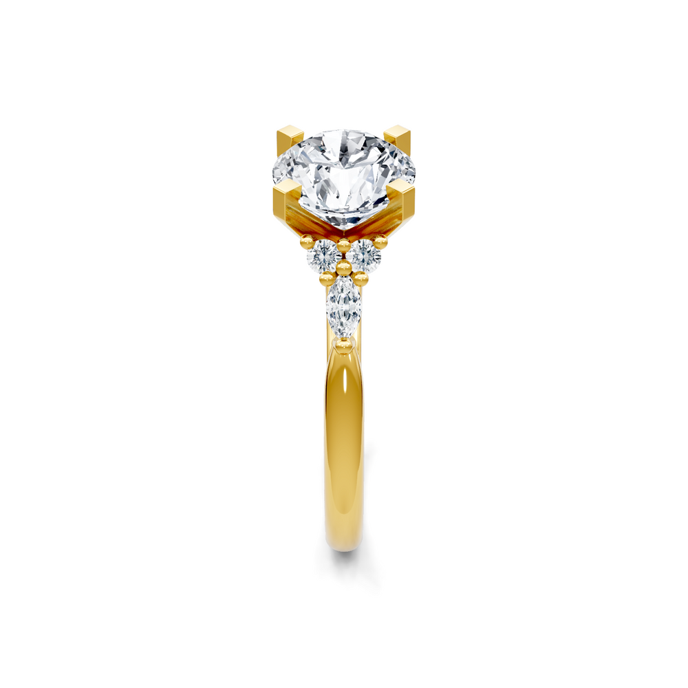 Round and Marquise 3 Stone Plus Solitaire Semi Mount