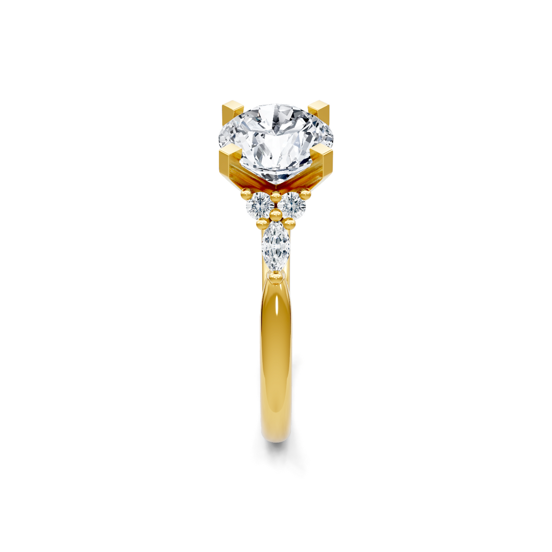 Round and Marquise 3 Stone Plus Solitaire Semi Mount