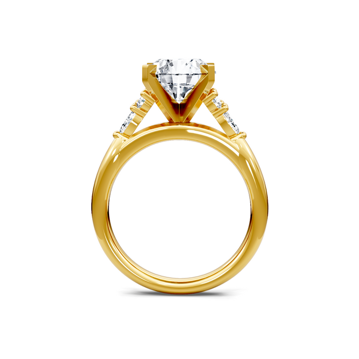 Round and Marquise 3 Stone Plus Solitaire Semi Mount