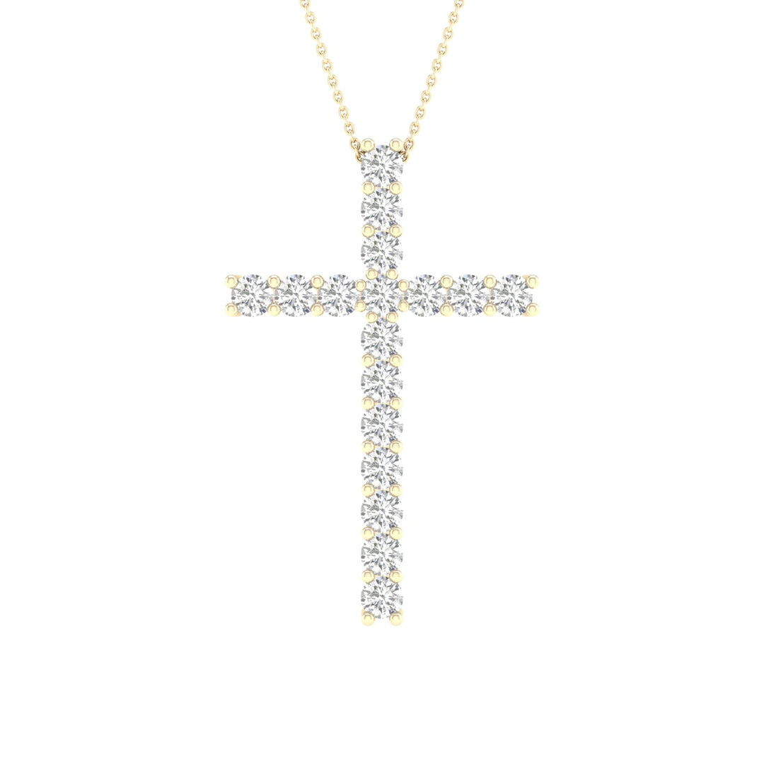 14K 1.00CT Certified Lab Grown Diamond Cross Pendant ( IGI Certified )