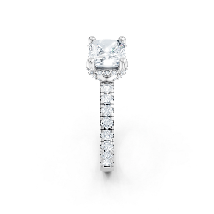 East West Emerald Cut Hidden Halo Semi Mount