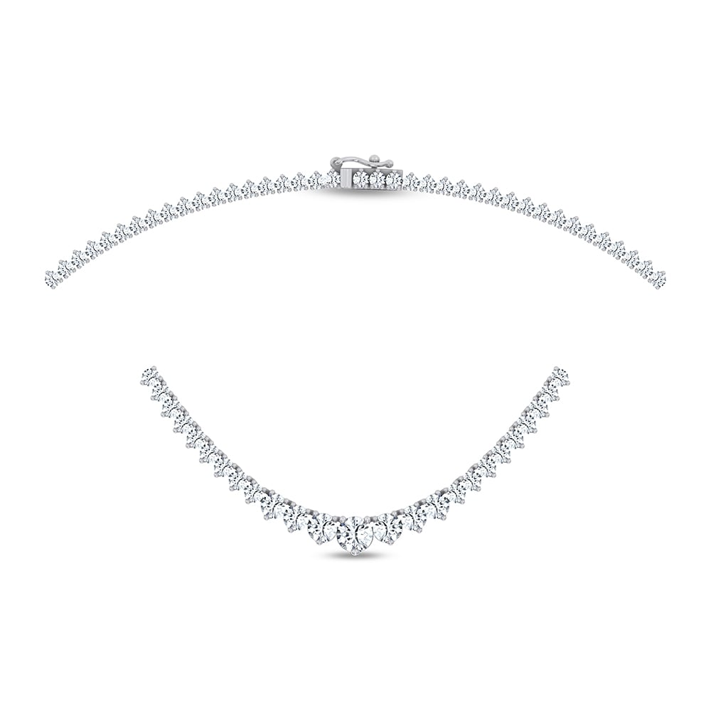 14K 7.00CT GRADUATED LAB DIAMOND NECKLACE 17 INCH