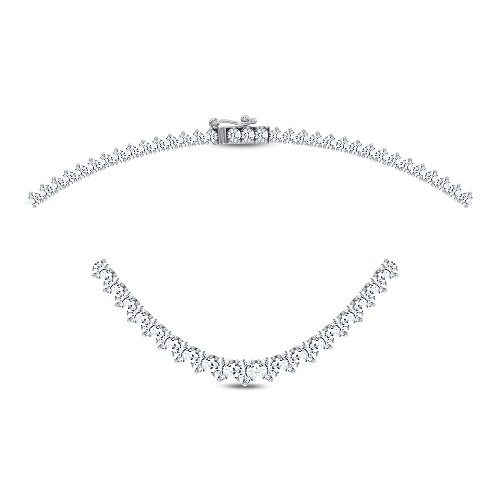 14K 10.00CT Certified Lab Grown GRADUATED DIAMOND NECKLACE  18 Inch