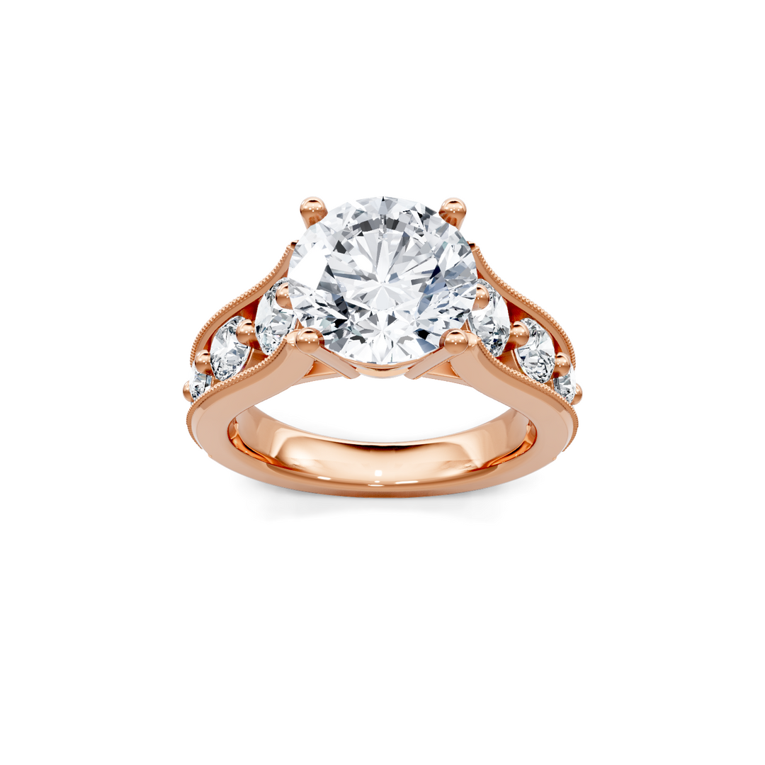 Lab Created Diamond Graduated Round Three Row Semi Mount