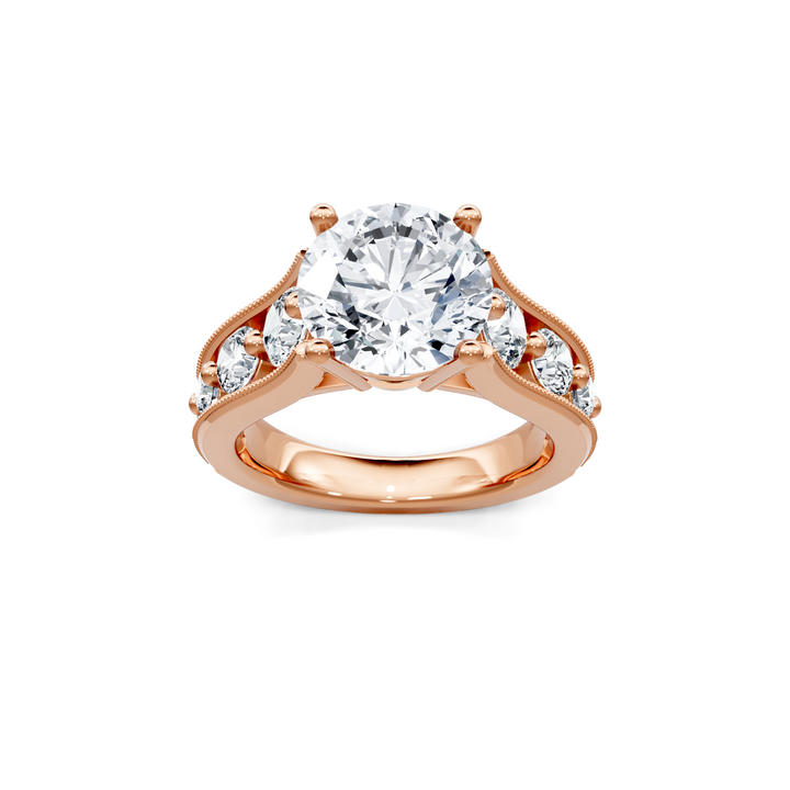 Lab Created Diamond Graduated Round Three Row Semi Mount