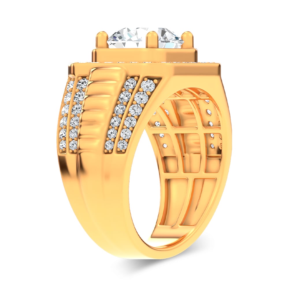 14K 4.12CT Lab Diamond Mens Ring
