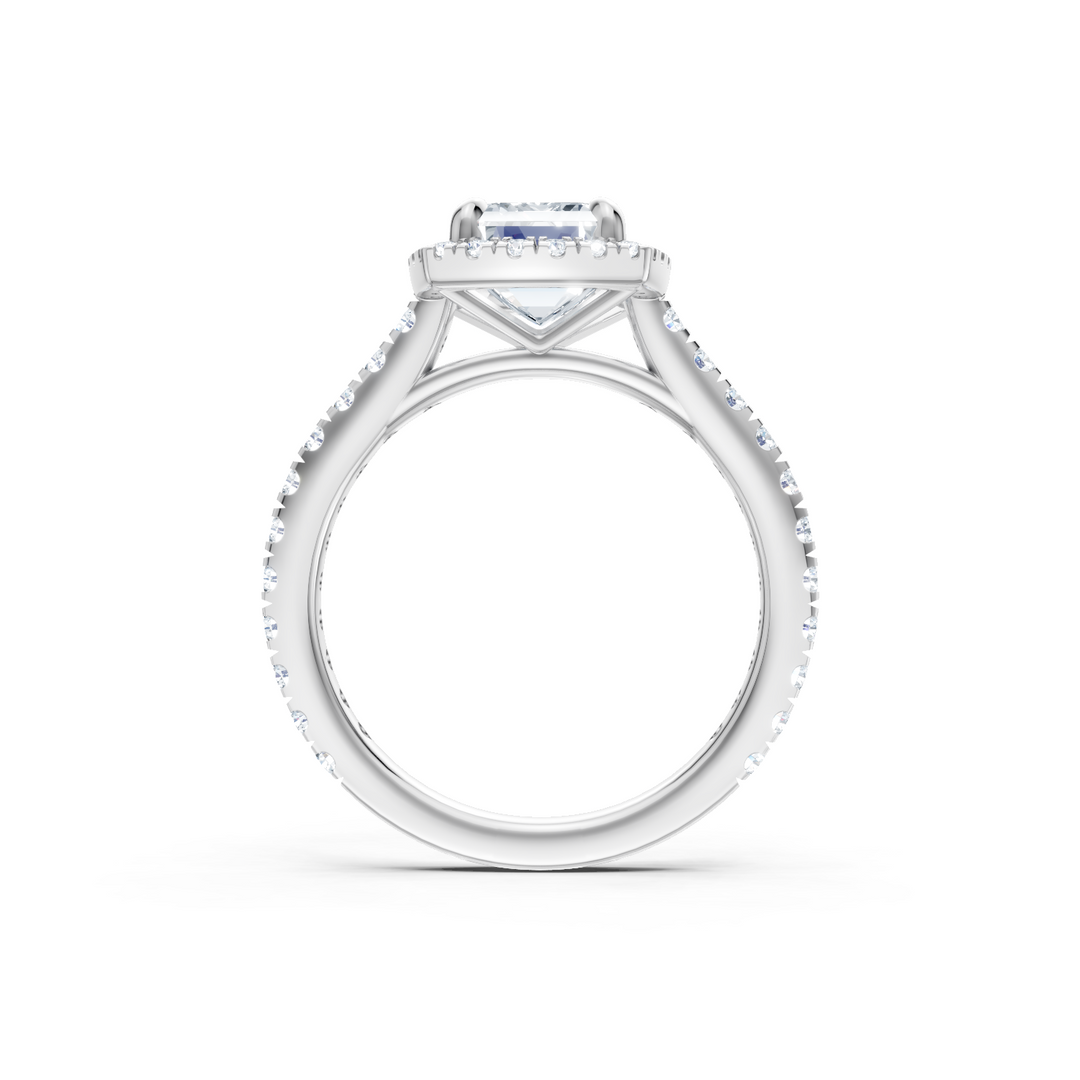 Emerald Cut Halo 3/4 Way Around