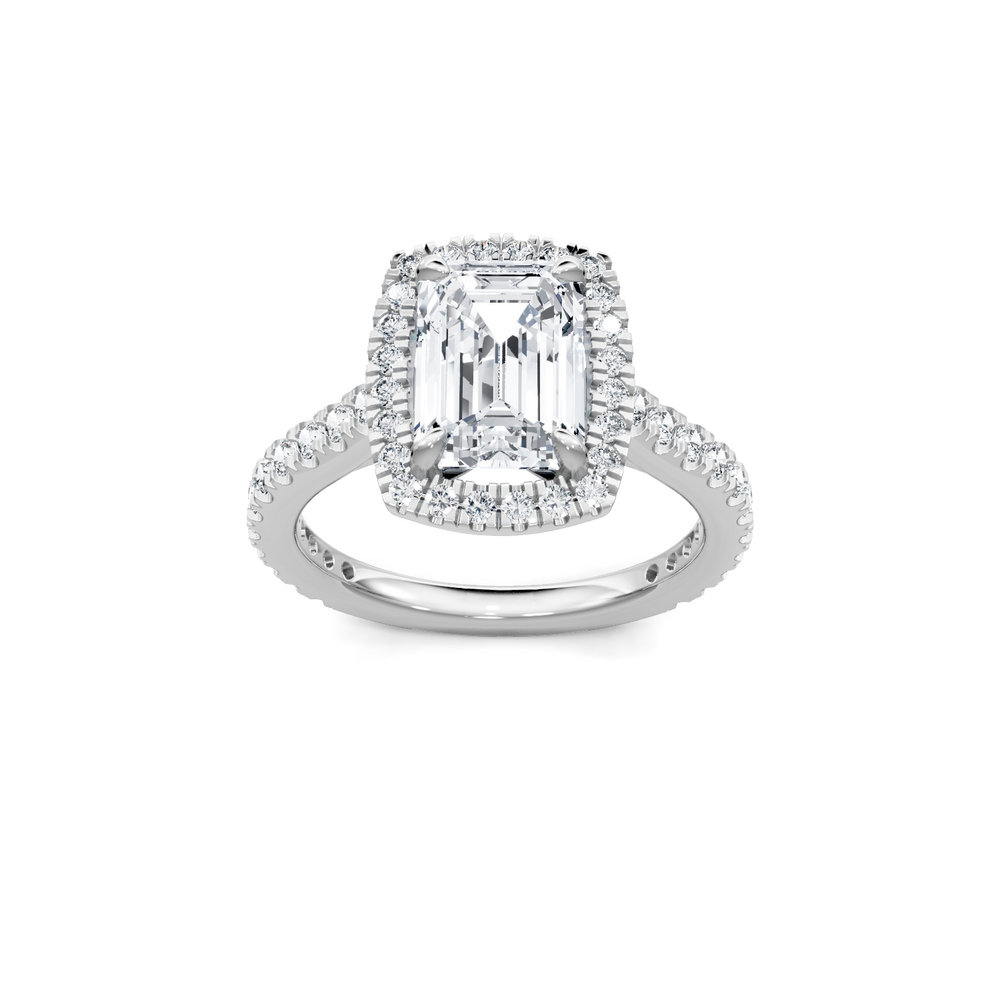 Emerald Cut Halo 3/4 Way Around