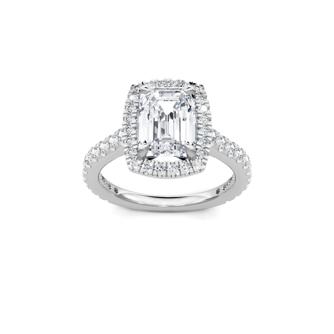 Emerald Cut Halo 3/4 Way Around