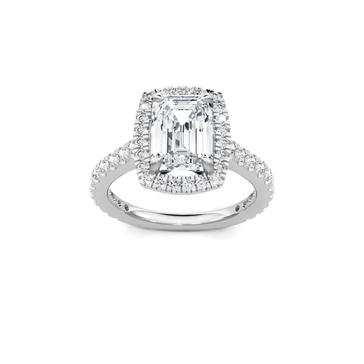 Emerald Cut Halo 3/4 Way Around