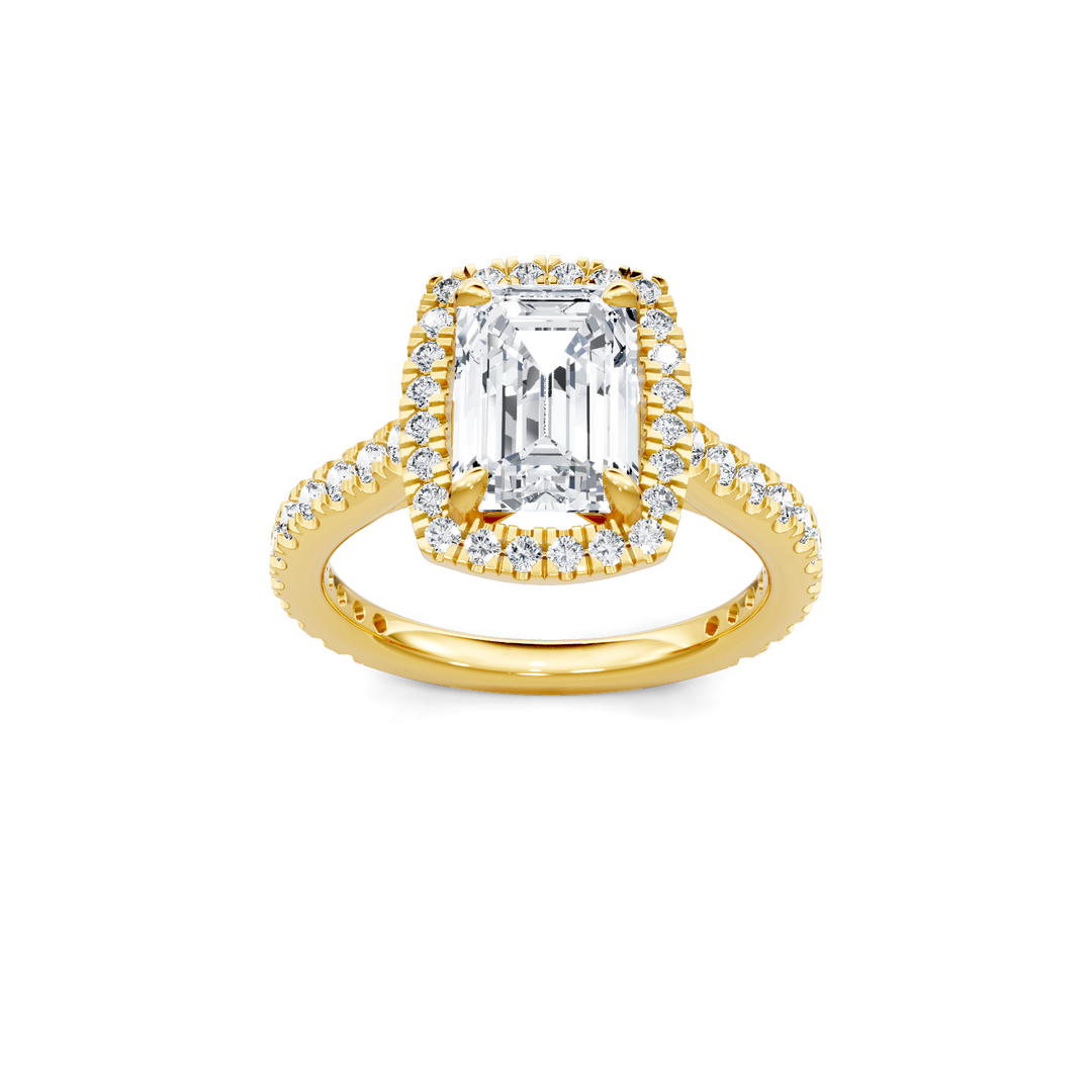 Emerald Cut Halo 3/4 Way Around