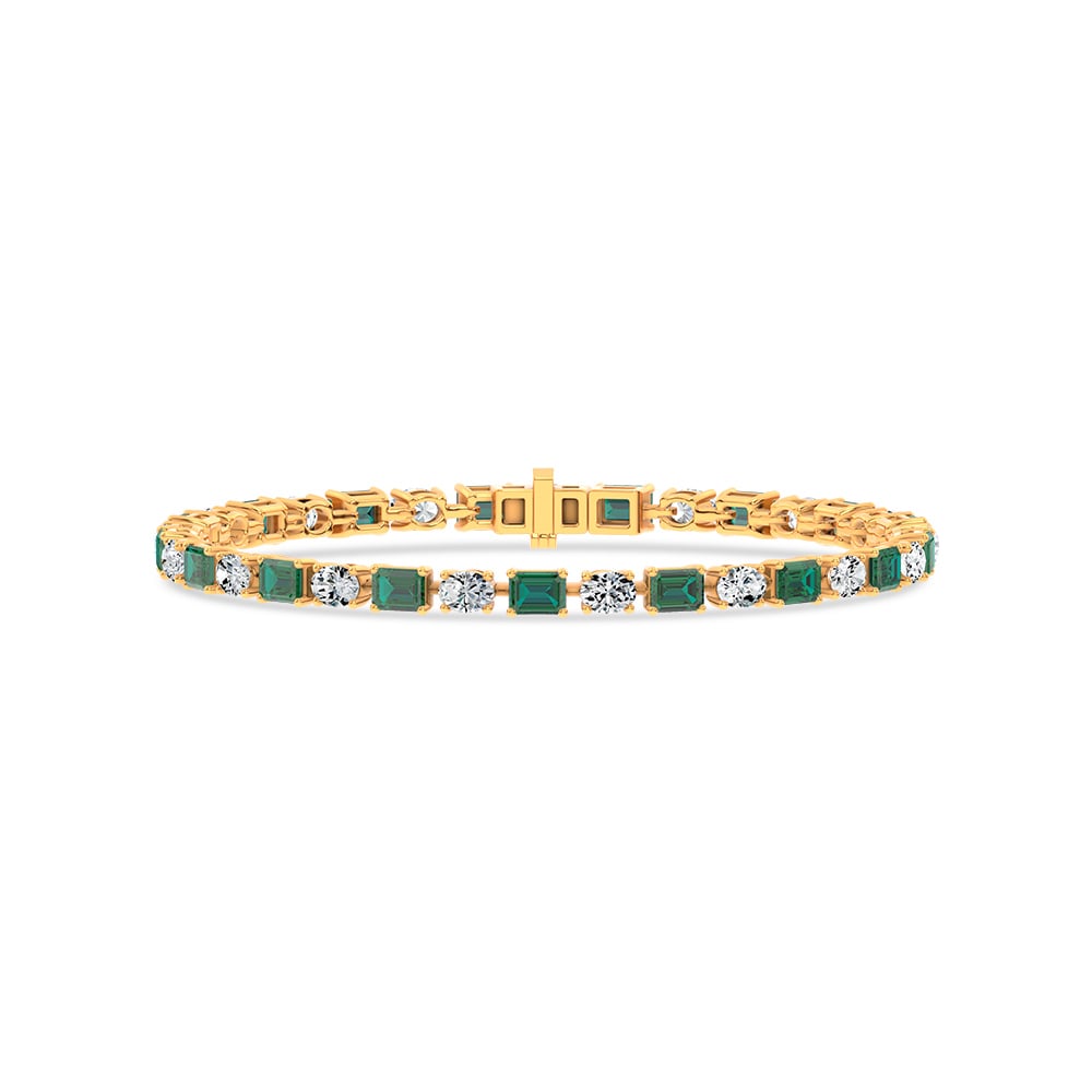 14k 2.15ct Natural Emerald + Lab Grown Diamond Bracelet