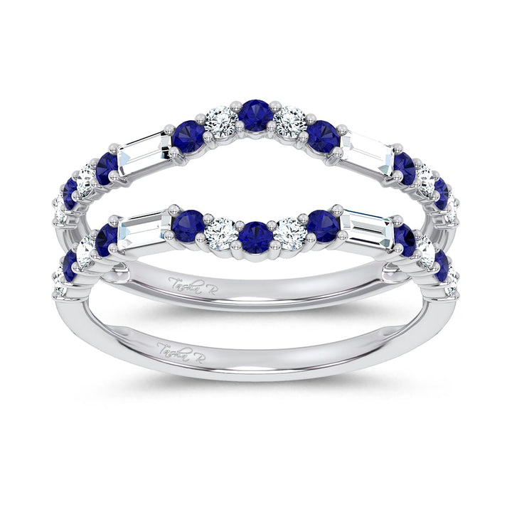 14K 0.37CT Natural SAPPHIRE RING GUARD with 0.25CT Lab Grown Diamonds