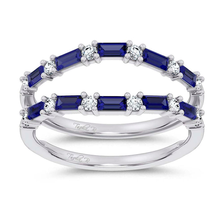 14K 0.58CT Natural SAPPHIRE RING GUARD with 0.25CT Lab Grown Diamonds