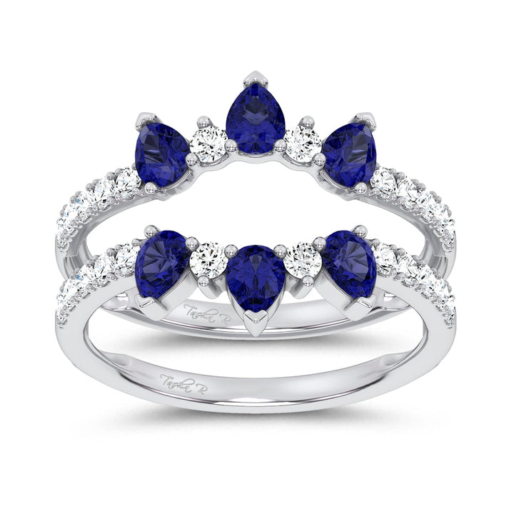 14K 1.14CT Natural SAPPHIRE RING GUARD with 0.55CT Lab Grown Diamonds