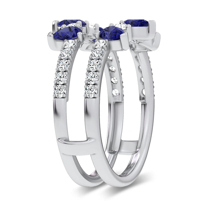 14K 1.14CT Natural SAPPHIRE RING GUARD with 0.55CT Lab Grown Diamonds