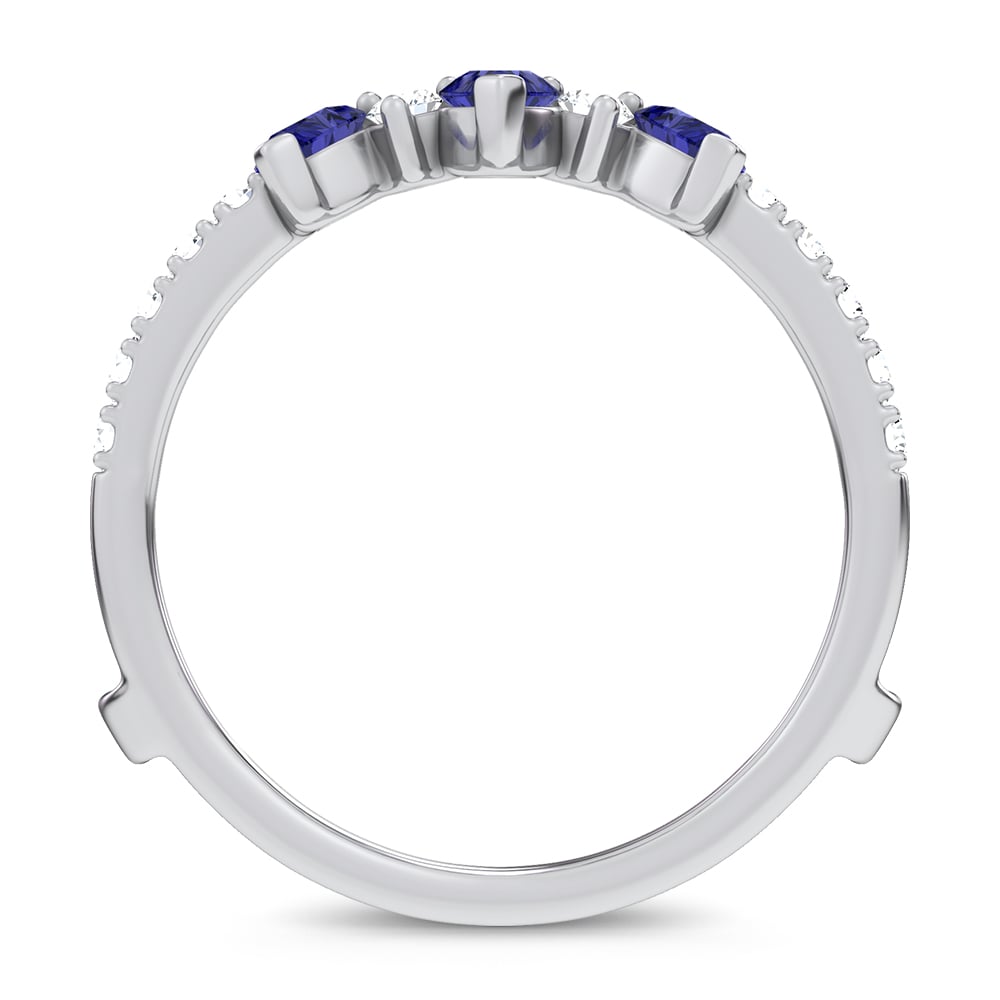 14K 1.14CT Natural SAPPHIRE RING GUARD with 0.55CT Lab Grown Diamonds