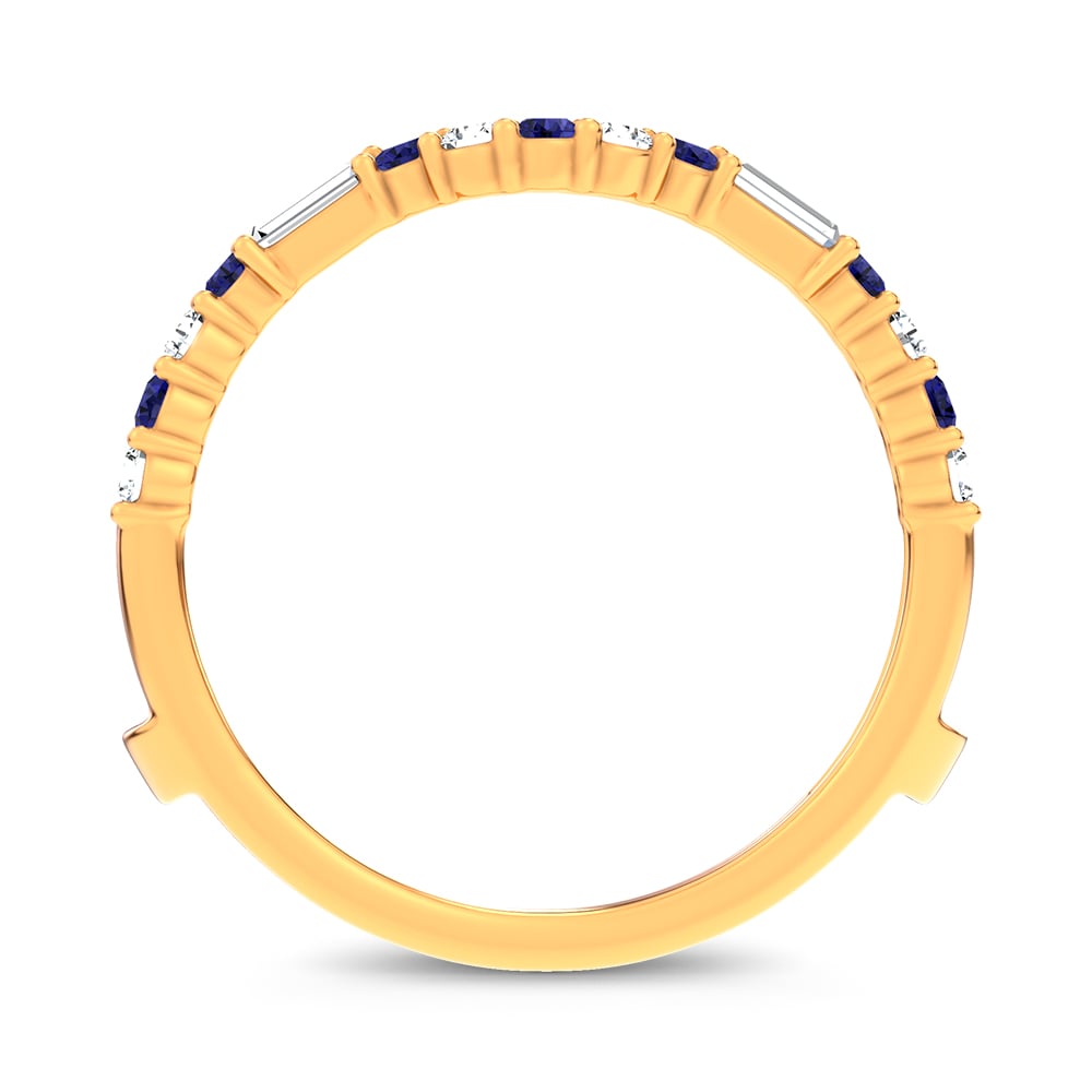14K 0.37CT Natural SAPPHIRE RING GUARD with 0.25CT Lab Grown Diamonds