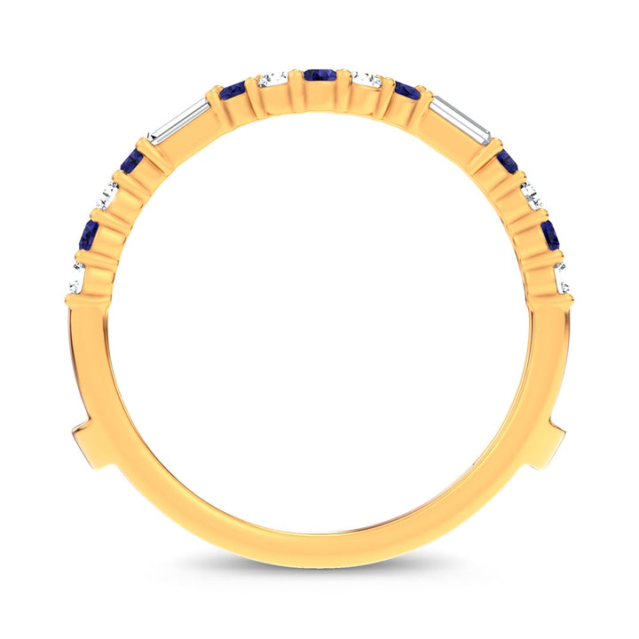 14K 0.37CT Natural SAPPHIRE RING GUARD with 0.25CT Lab Grown Diamonds
