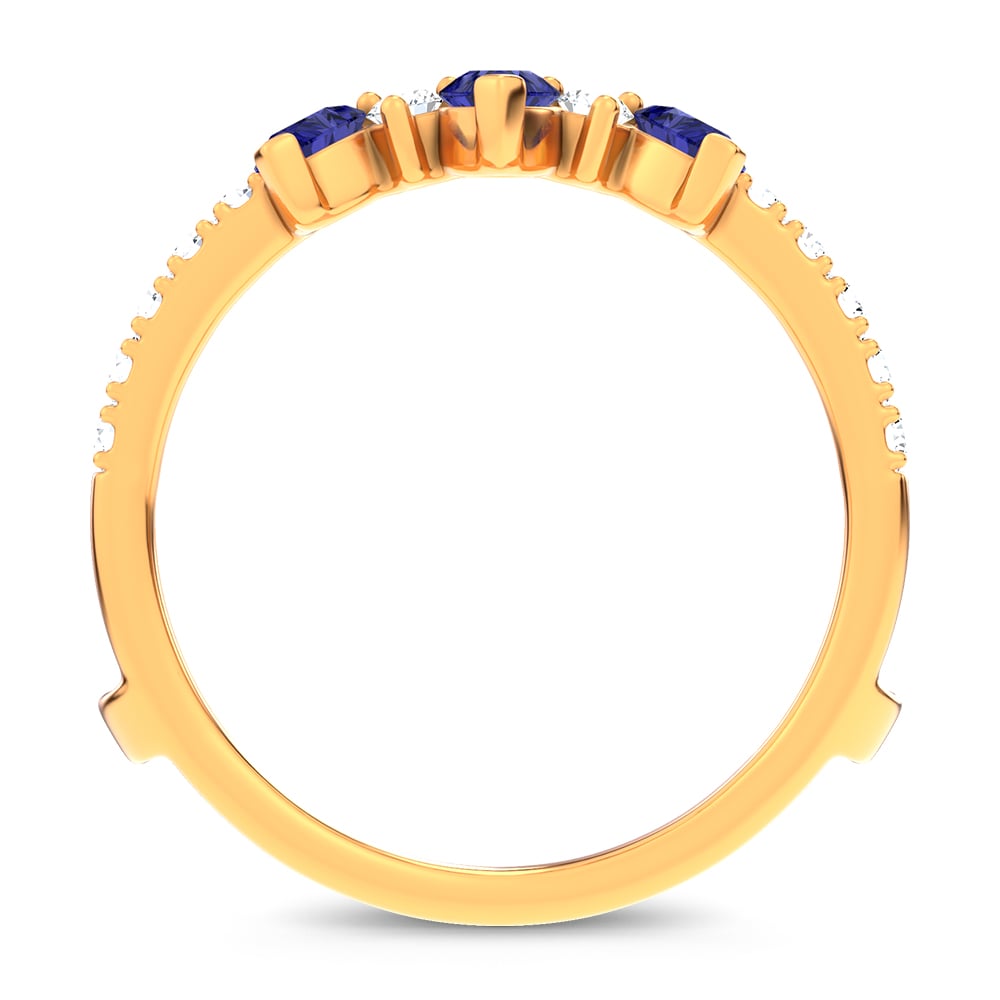 14K 1.14CT Natural SAPPHIRE RING GUARD with 0.55CT Lab Grown Diamonds
