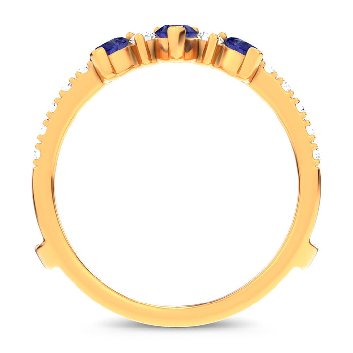 14K 1.14CT Natural SAPPHIRE RING GUARD with 0.55CT Lab Grown Diamonds