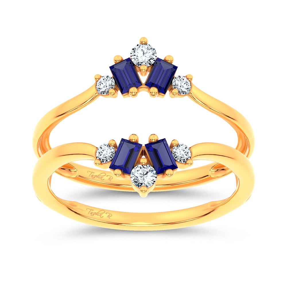 14K 0.44CT Natural SAPPHIRE RING GUARD with 0.20CT Lab Grown Diamonds