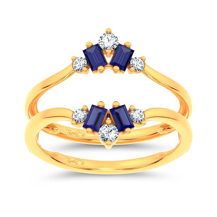 14K 0.44CT Natural SAPPHIRE RING GUARD with 0.20CT Lab Grown Diamonds