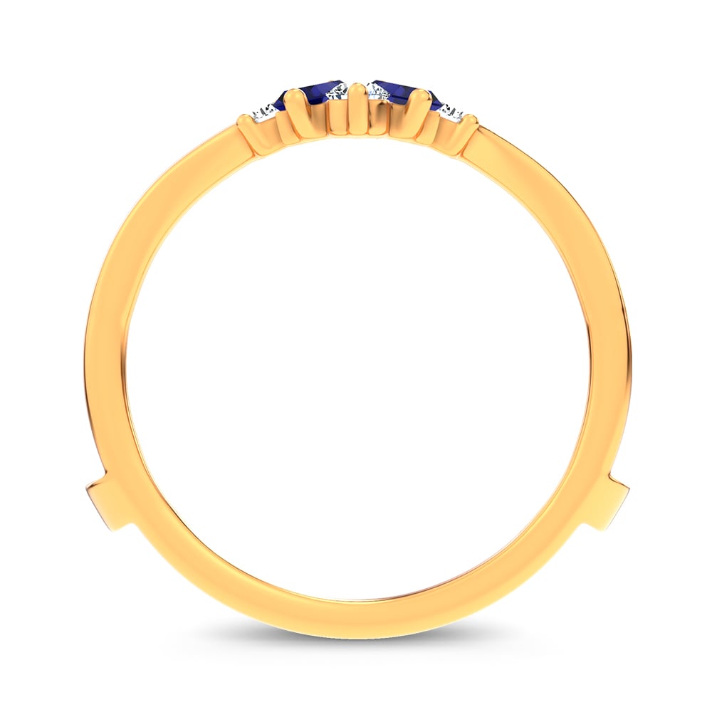 14K 0.44CT Natural SAPPHIRE RING GUARD with 0.20CT Lab Grown Diamonds