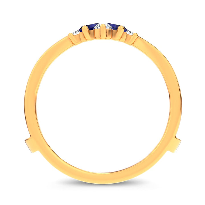14K 0.44CT Natural SAPPHIRE RING GUARD with 0.20CT Lab Grown Diamonds
