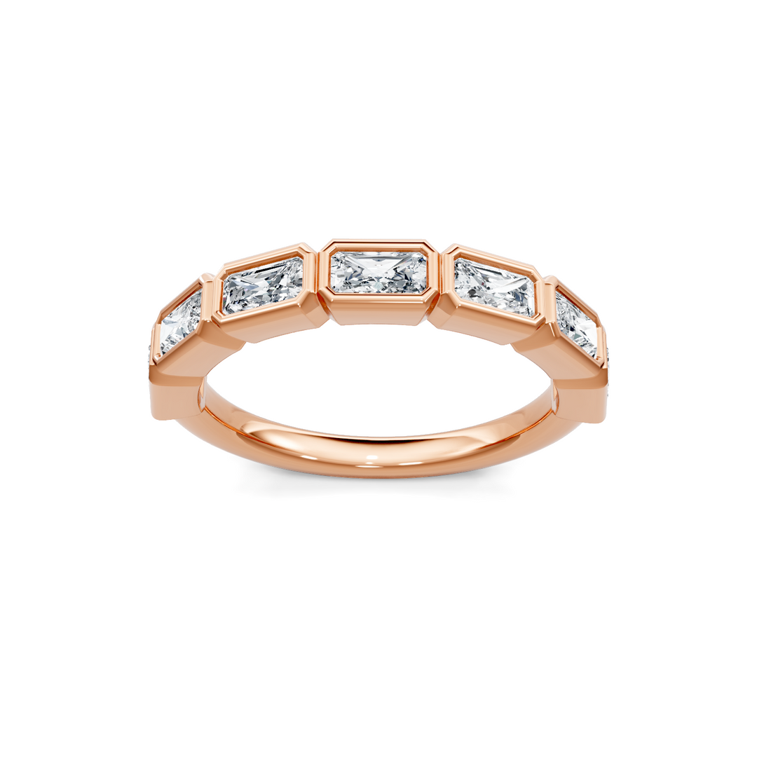 Lab Created Emerald Cut East-West Bezel Band