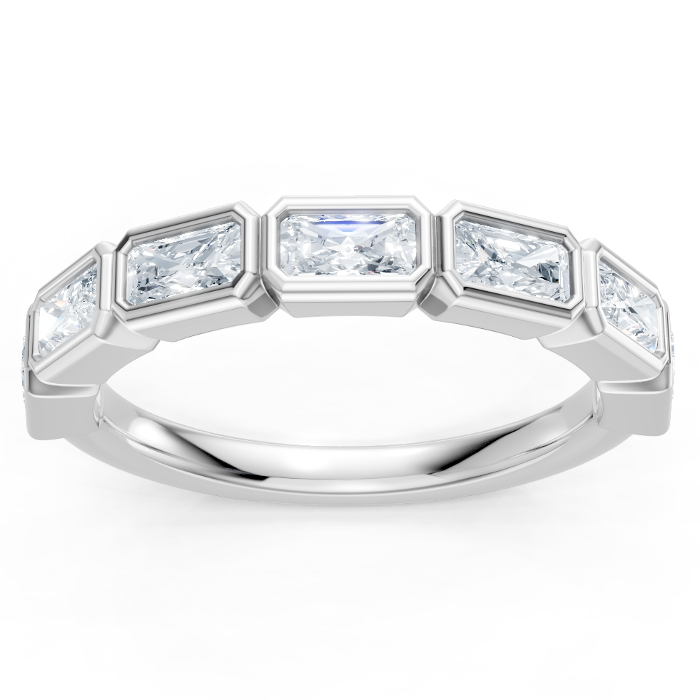 Lab Created Emerald Cut East-West Bezel Band