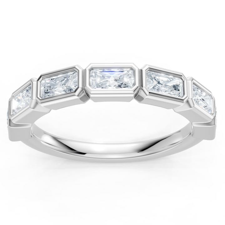 Lab Created Emerald Cut East-West Bezel Band
