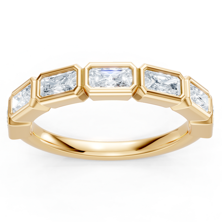 Lab Created Emerald Cut East-West Bezel Band