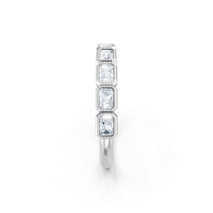 Lab Created Emerald Cut East-West Bezel Band