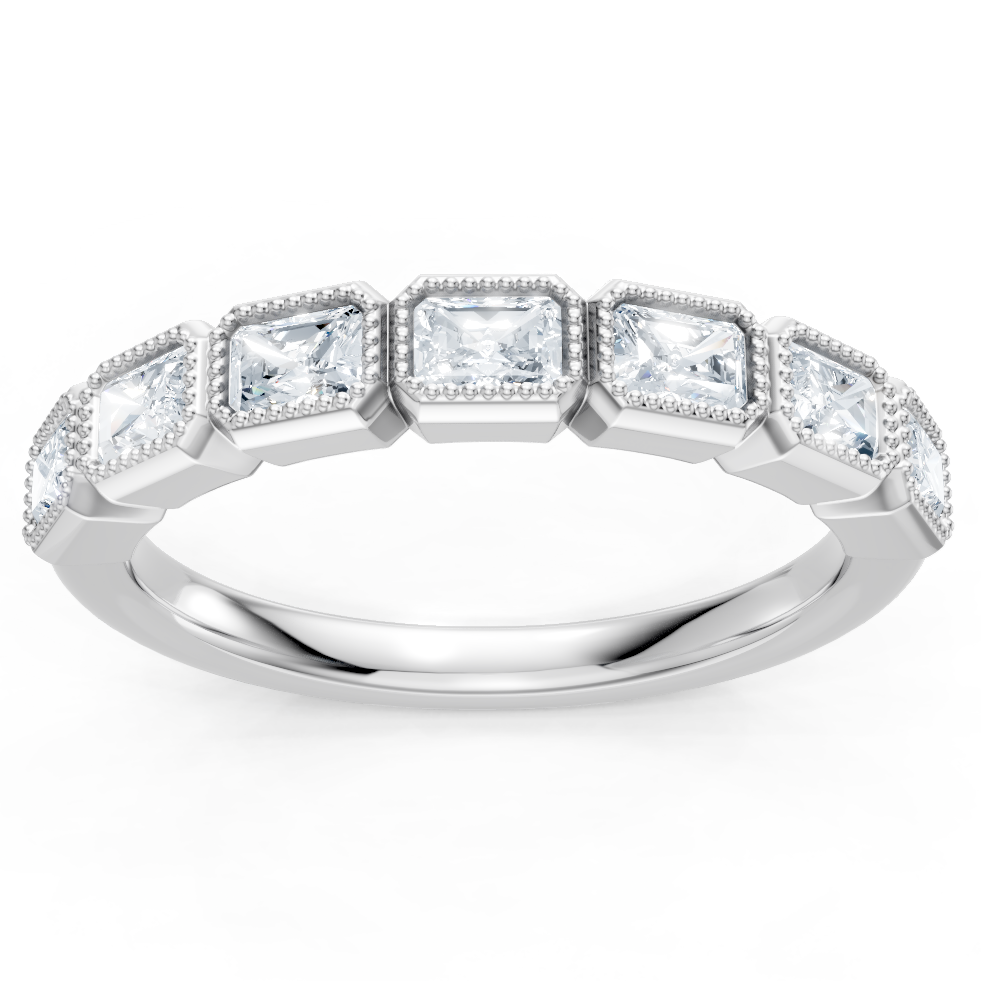 Lab Created Emerald Cut East-West Bezel Band