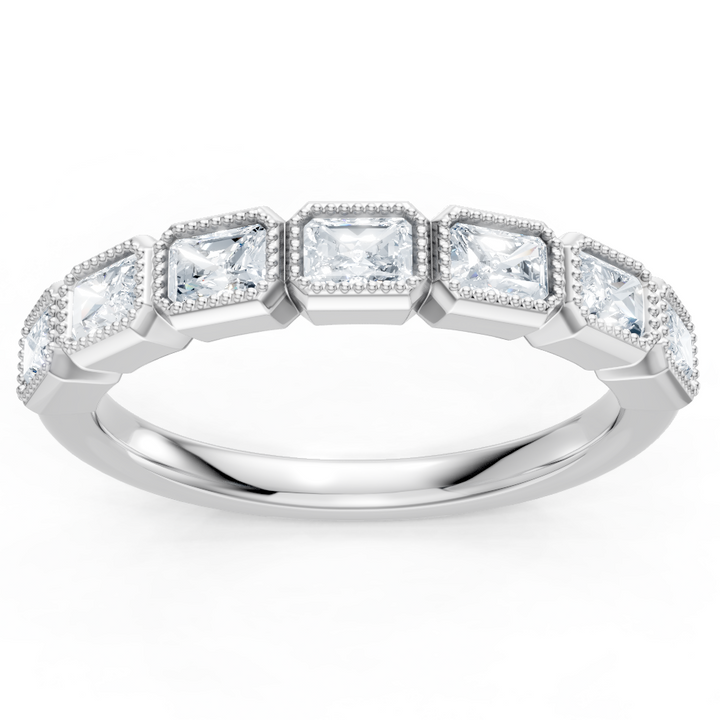 Lab Created Emerald Cut East-West Bezel Band