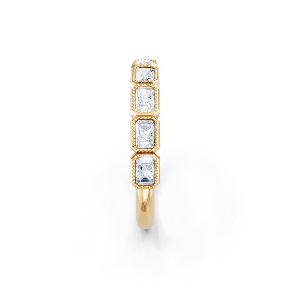 Lab Created Emerald Cut East-West Bezel Band