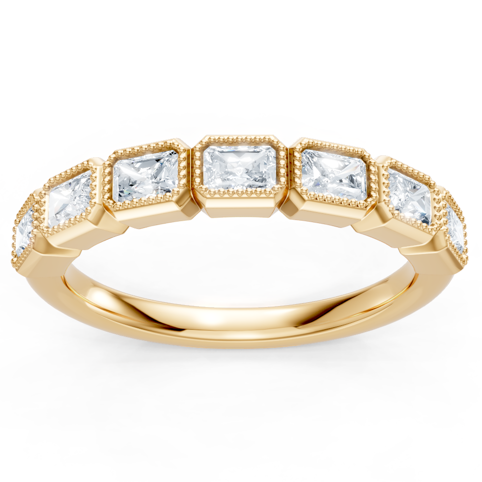 Lab Created Emerald Cut East-West Bezel Band