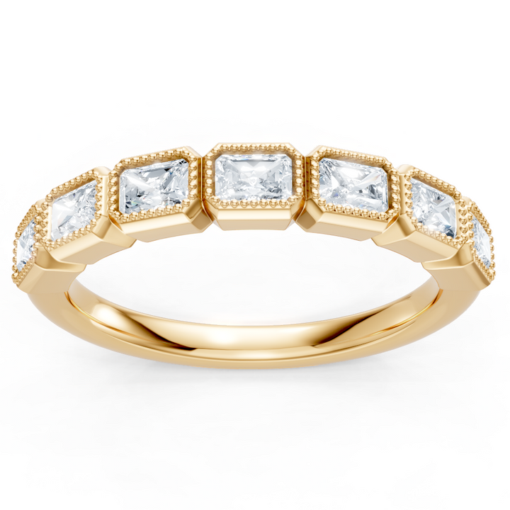 Lab Created Emerald Cut East-West Bezel Band