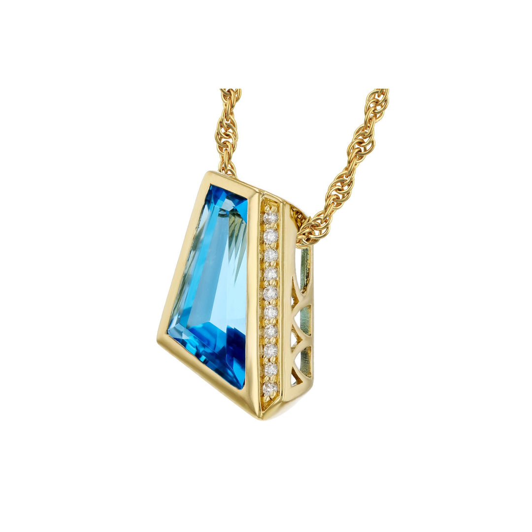 14KT Gold Blue Topaz Necklace