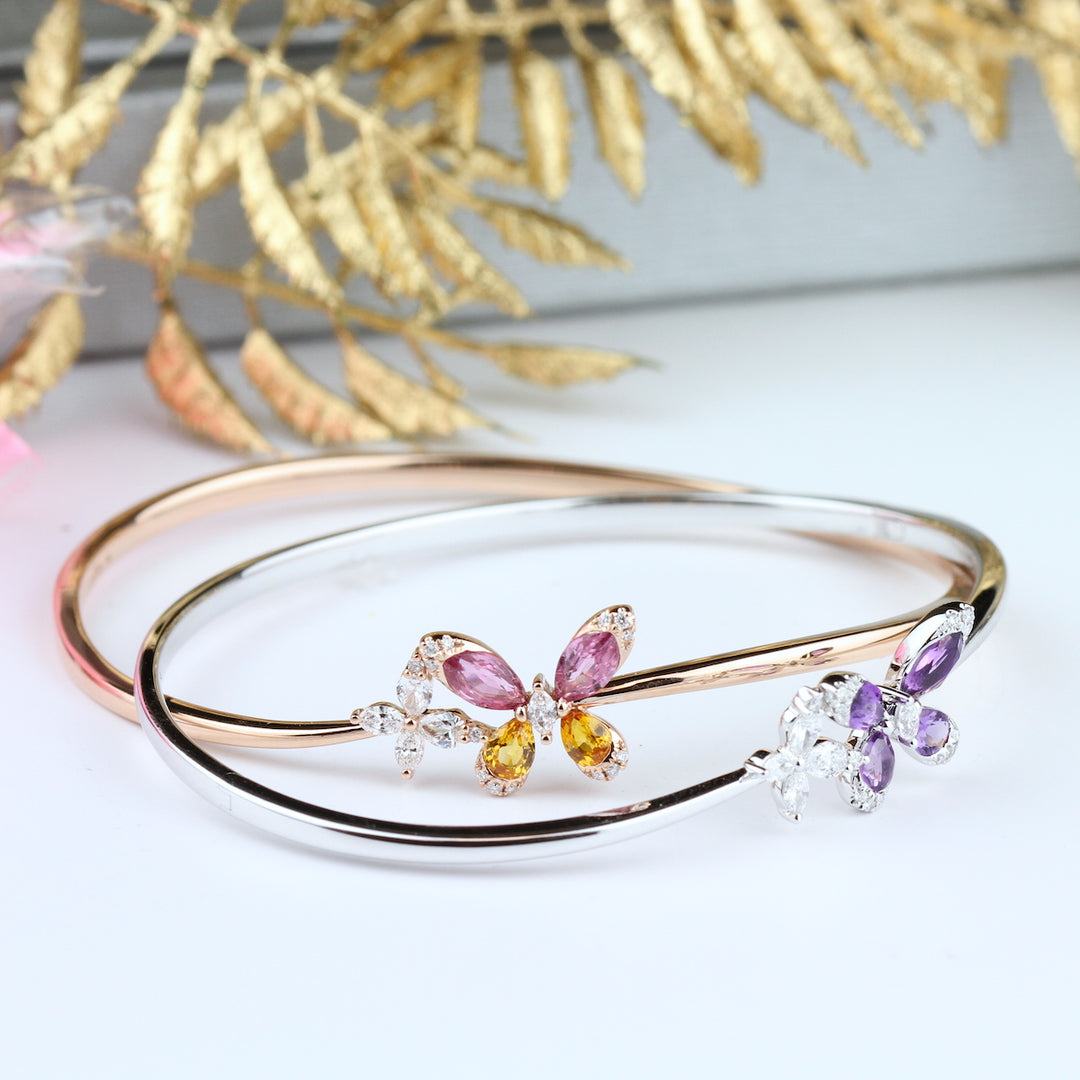 Yellow Sapphire & Diamond Bangle Bracelet