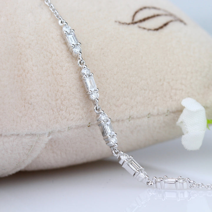 Round & Baguette Diamond Bracelet