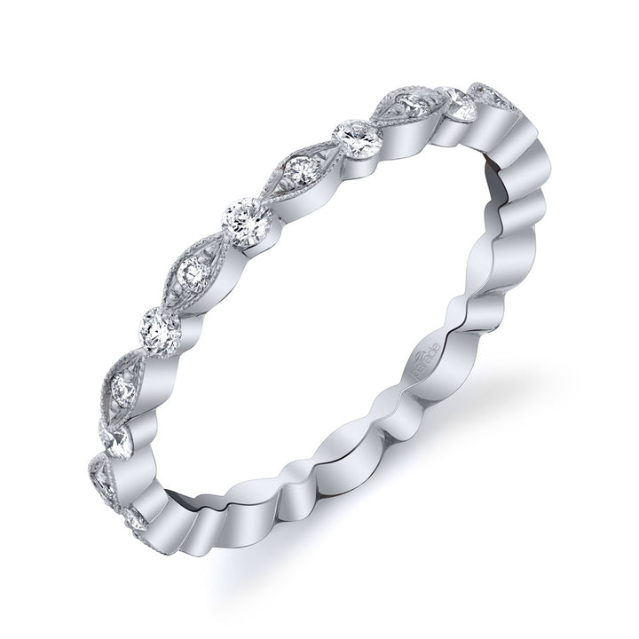 Marquise & Round Diamond Stackable Band