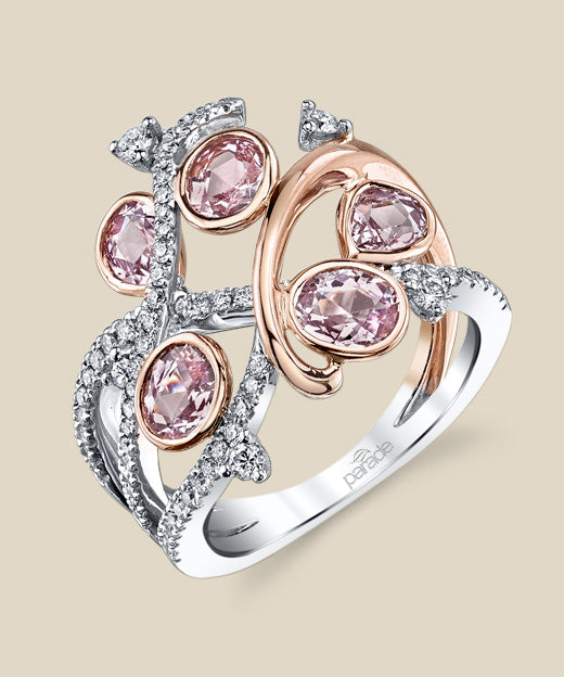 Rose-Cut Pink Sapphire & Diamond Ring